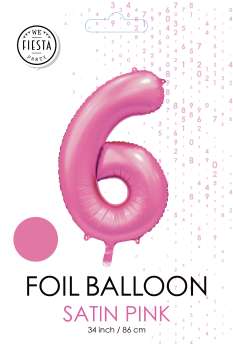 XXL Folienballon Zahl 6 Satin Rosa